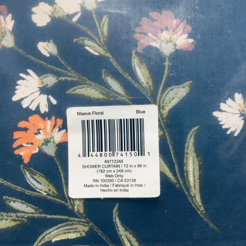 new Wild Sage™ Maeve Floral 72x98 Extra Long Cotton Shower Curtain in Navy Blue